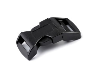 Cataramă curbată cu eliberare laterală de 25 mm, cu regulator de chingă integrat, pentru zgărzi de animale și rucsacuri - Negru