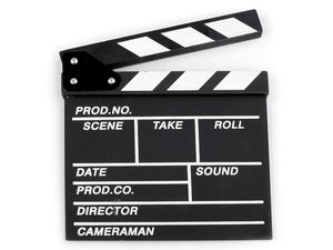 Clachetă cinematografică profesională de regizor (20x20 cm) - Recuzită reutilizabilă tip tablă de scris pentru cabine foto și decor de nuntă - Negru