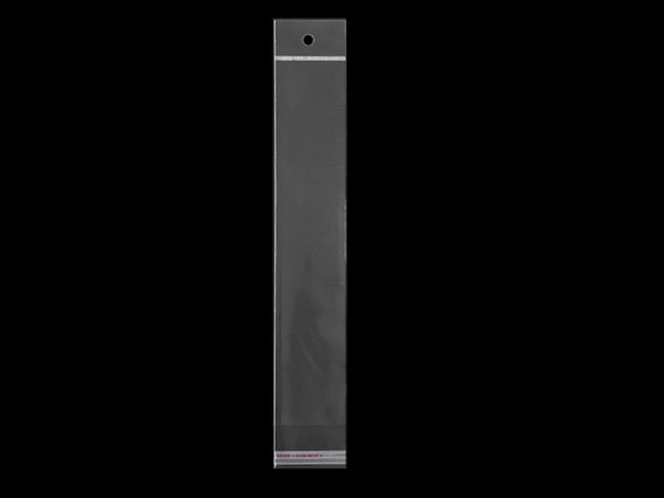 Pungi transparente din plastic autoadezive cu agățătoare - 5x25.5 cm