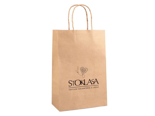 Pungi de cadou medii din hârtie Kraft Stoklasa cu mânere răsucite (20x30 cm) - set de 25 bucăți