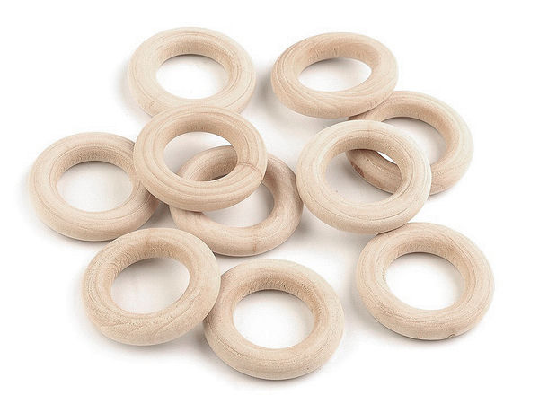 Inele premium din lemn natural 30 mm - Inele nefinisate pentru galanterie, lucru manual, prinzătoare de vise și perdele