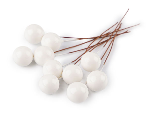 Boabe de scoruș artificiale pe sârmă pentru galanterie, lucru manual și aranjamente florale, Ø 1.2 cm