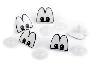 Ochi de siguranță premium tip desen animat, negri, ovali, 22x24mm, cu șaibe de fixare pentru jucării de pluș și păpuși realizate manual
