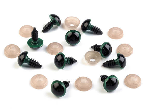 Ochi de siguranță din plastic tip desen animat, 12 mm, cu șaibe, pentru păpuși handmade, jucării din pluș și ursuleți