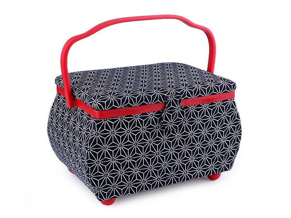 Coș de cusut și cutie de depozitare în stil vintage, cu tăviță organizatoare detașabilă, perniță pentru ace și închidere magnetică