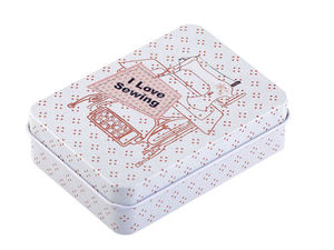 Cutie de cusut din tablă în stil vintage, cu capac detașabil - Recipient decorativ de depozitare pentru articole de galanterie, accesorii de cusut, bijuterii și lucru manual