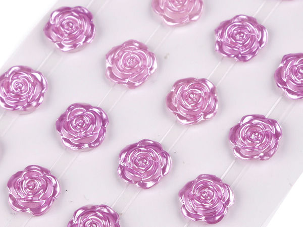 Strasuri autoadezive în formă de trandafir cu luciu sidefat (11mm) - Stickere florale 3D din pietre decorative pentru scrapbooking, lucru manual și proiecte creative