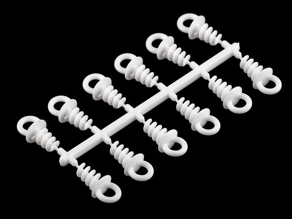 Ocheți premium din plastic cu filet pentru forme din polistiren și poliester - 1.1 x 2.5 cm, Alb, Set de 12 bucăți