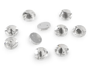 Strasuri premium de cusut din sticlă (Ø10 mm) – Pietre chaton rotunde din cristal cu 2 orificii pentru bijuterii și articole vestimentare