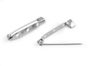 Baze metalice platinate pentru broșe, 5x34 mm, furnituri cu 3 găuri pentru bijuterii handmade și proiecte creative – set de 5 bucăți