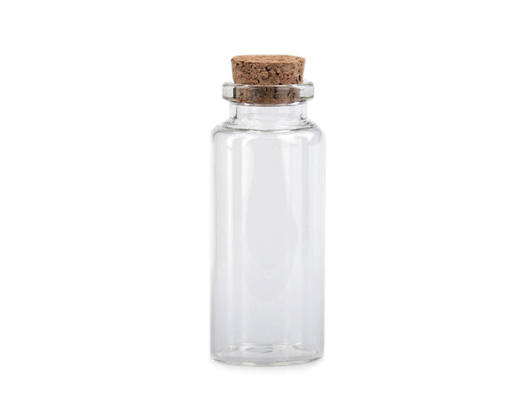 Mini borcane din sticlă transparentă cu dop de plută, calitate premium - Recipiente pentru craft 30x70 mm (Set de 12 bucăți)