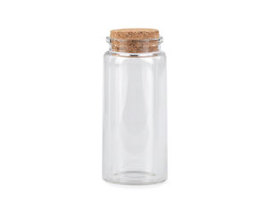 Mini-borcane premium din sticlă cu dop de plută, 47x100 mm (set de 5 bucăți) | Sticluțe transparente de lucru manual pentru decorațiuni, amintiri și proiecte DIY