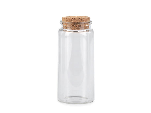 Mini-borcane premium din sticlă cu dop de plută, 47x100 mm (set de 5 bucăți) | Sticluțe transparente de lucru manual pentru decorațiuni, amintiri și proiecte DIY