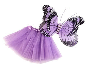 Set costum de zână fluture pentru copii - Fustă premium din tul și aripi ranforsate pentru petreceri și deghizări