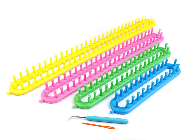 Set gherghefuri drepte pentru tricotat (4 mărimi) cu cârlig și ac - Rame lungi premium pentru fulare, șaluri, căciuli și pături