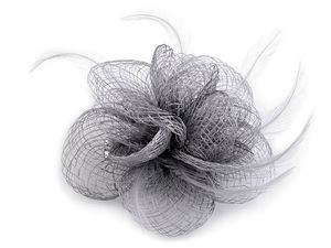 Fascinator elegant cu floare și pene și broșă - Agrafă de păr cu dublă utilizare și corsaj