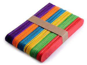 Spatule premium din lemn pentru lucru manual - Bețe multicolore pentru craft și realizare machete, 1,8 x 15 cm (Set asortat)