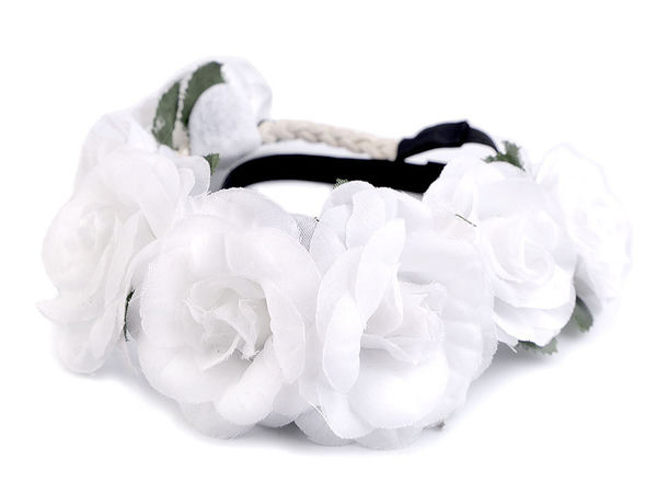 Bentiță elastică florală în stil boem - Coroniță de păr premium lucrată manual cu flori pentru nunți, festivaluri și ocazii speciale