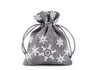 Săculeți de cadou fermecători cu fulgi de zăpadă pentru Crăciun - Săculeți festivi din imitație de iută, 10x13 cm