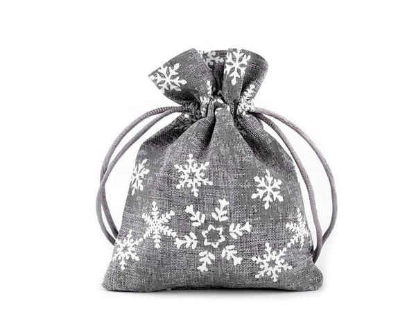 Săculeți de cadou fermecători cu fulgi de zăpadă pentru Crăciun - Săculeți festivi din imitație de iută, 10x13 cm