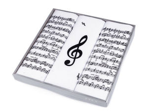 Set cadou premium de batiste pentru bărbați - Modele elegante cu note muzicale și șah (Set de 3 piese)