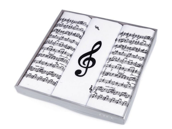 Set cadou premium de batiste pentru bărbați - Modele elegante cu note muzicale și șah (Set de 3 piese)