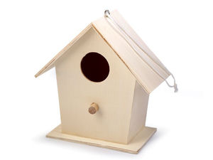 Set de creație DIY căsuță din lemn pentru păsări - Căsuță decorativă suspendată și personalizabilă pentru pictură, decoupage și activități creative (Natur deschis)
