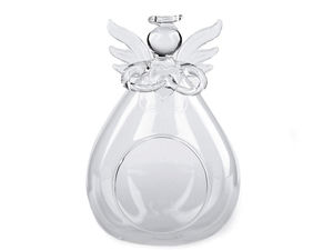 Figurină înger aerariu din sticlă transparentă (8x12 cm) - Vază terariu decorativă suspendabilă și pentru masă