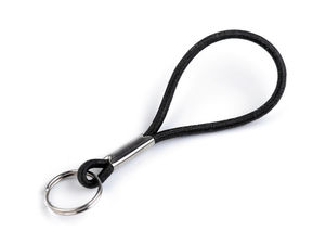 Șnur elastic negru de prindere cu inel dublu despicat (65mm)
