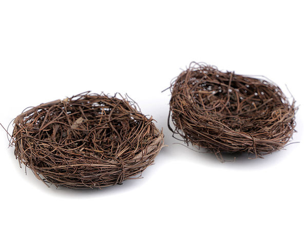 Cuib decorativ din răchită în miniatură (8 cm) - Cuib de păsări din crenguțe naturale pentru proiecte de galanterie, decoruri de Paște și nunți rustice