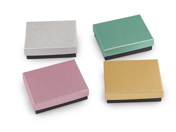 Cutie cadou premium cu sclipici pentru bijuterii, cu inserție de burete detașabilă (7x9 cm) - Ambalaj de cadou elegant