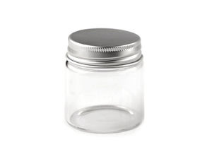 Borcan premium din sticlă cu capac metalic filetat - Recipient transparent multifuncțional de 50 ml pentru lucru manual, lumânări și călătorii (47x50 mm)