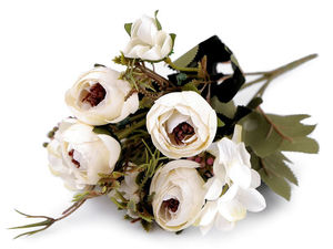 Buchet artificial premium de ranunculus - Mănunchi de 5 flori artificiale pentru coronițe, proiecte de artizanat și vaze