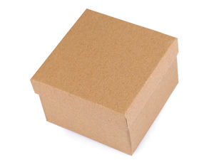 Cutie de cadou din carton Kraft maro natur (9x9 cm) cu inserție detașabilă din spumă pentru ceasuri și bijuterii