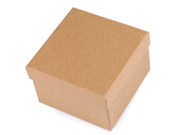 Cutie de cadou din carton Kraft maro natur (9x9 cm) cu inserție detașabilă din spumă pentru ceasuri și bijuterii