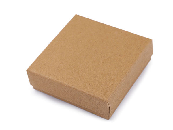 Cutie cadou pentru bijuterii din hârtie Kraft natur, cu inserție de burete detașabilă (9x9 cm)