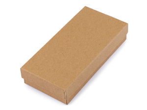 Cutie cadou din hârtie maro natural pentru bijuterii, cu burete protector detașabil (7x14 cm)
