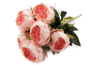 Buchet premium de bujori artificiali cu aspect natural - mănunchi floral cu 9 flori pentru coronițe, vaze și proiecte creative