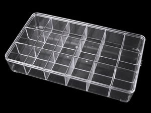 Cutie organizatoare premium din plastic cu 18 compartimente și capac, transparentă (16.5 x 29 cm)