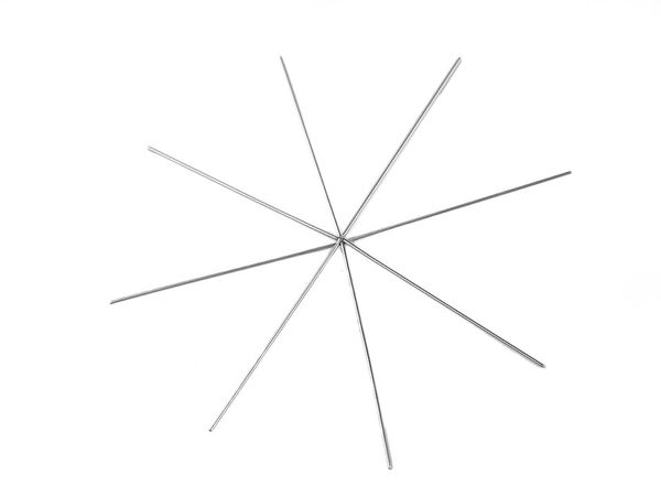Formă din sârmă platinată pentru înșirat mărgele, model stea și fulg de zăpadă, pentru decorațiuni de Crăciun realizate manual - oțel inoxidabil, 9 cm, 8 brațe