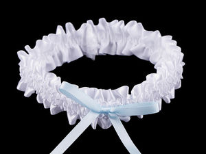 Jartieră elegantă de mireasă din satin cu fundă decorativă - Jartieră de nuntă premium în cutie de cadou