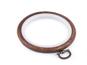 Gherghef premium cu aspect de lemn și ramă de prezentare - Ø 9 cm