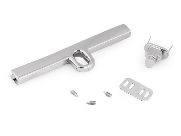 Set închizătoare metalică premium pentru genți (25 x 96 mm, finisaj nichel) - Închidere sigură pentru poșete și genți cu clapetă