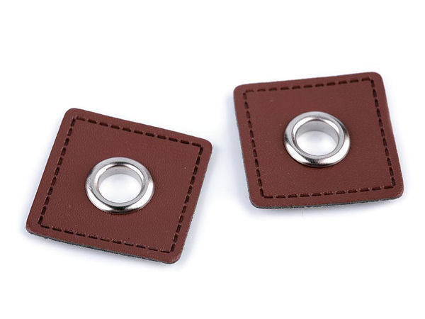 Petice pătrate de cusut din piele ecologică cu ochiuri metalice - Aplicații premium pentru șnururi, hanorace și jachete