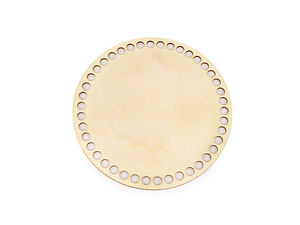 Bază premium din lemn pentru coșuri și croșetat - Disc rotund din placaj decupat cu laser, 15 cm, 42 orificii pentru genți handmade și proiecte de galanterie