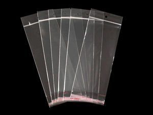 Pungi autoadezive premium transparente cu orificiu de agățare (8x19,5 cm) - Pungi din celofan lucios pentru expunere bijuterii și articole de galanterie