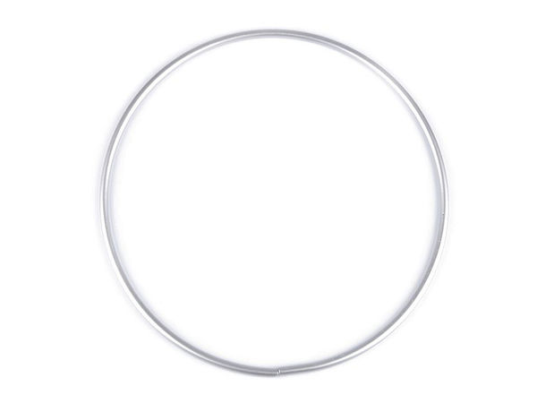 Inel metalic premium din aluminiu argintiu și mâner pentru genți (20 cm) pentru lucru manual și prinzătoare de vise
