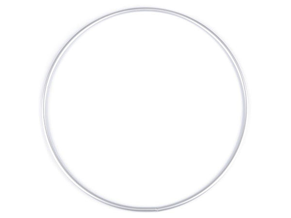 Inel metalic premium din aluminiu argintiu pentru lucru manual, 25 cm - Cerc pentru prinzătoare de vise, clopoței de vânt și mânere de genți DIY