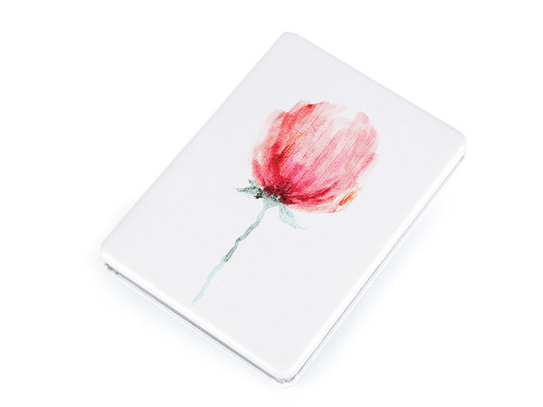 Oglindă compactă de buzunar cu imprimeu floral - Oglindă cosmetică premium cu două fețe și etui din piele ecologică