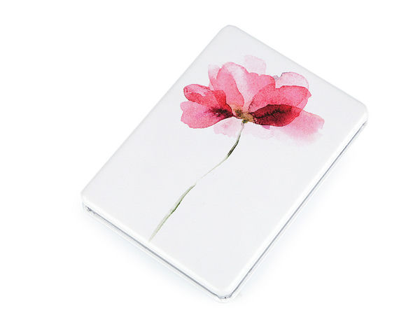 Oglindă compactă de buzunar cu imprimeu floral - Oglindă cosmetică premium cu două fețe și etui din piele ecologică